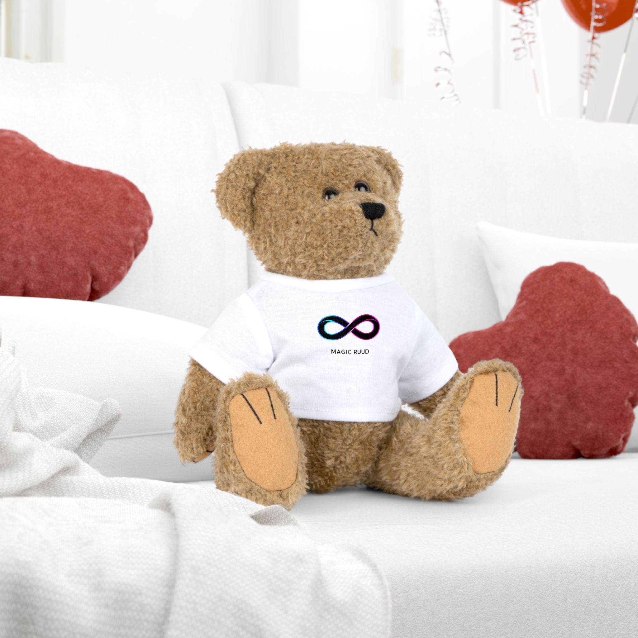 Infinity Symbol Plush Toy with T-Shirt, Cute Stuffed Bear, Personalized Gift for Kids, Unique Baby Shower Gift, Home Decor - Afbeelding 3